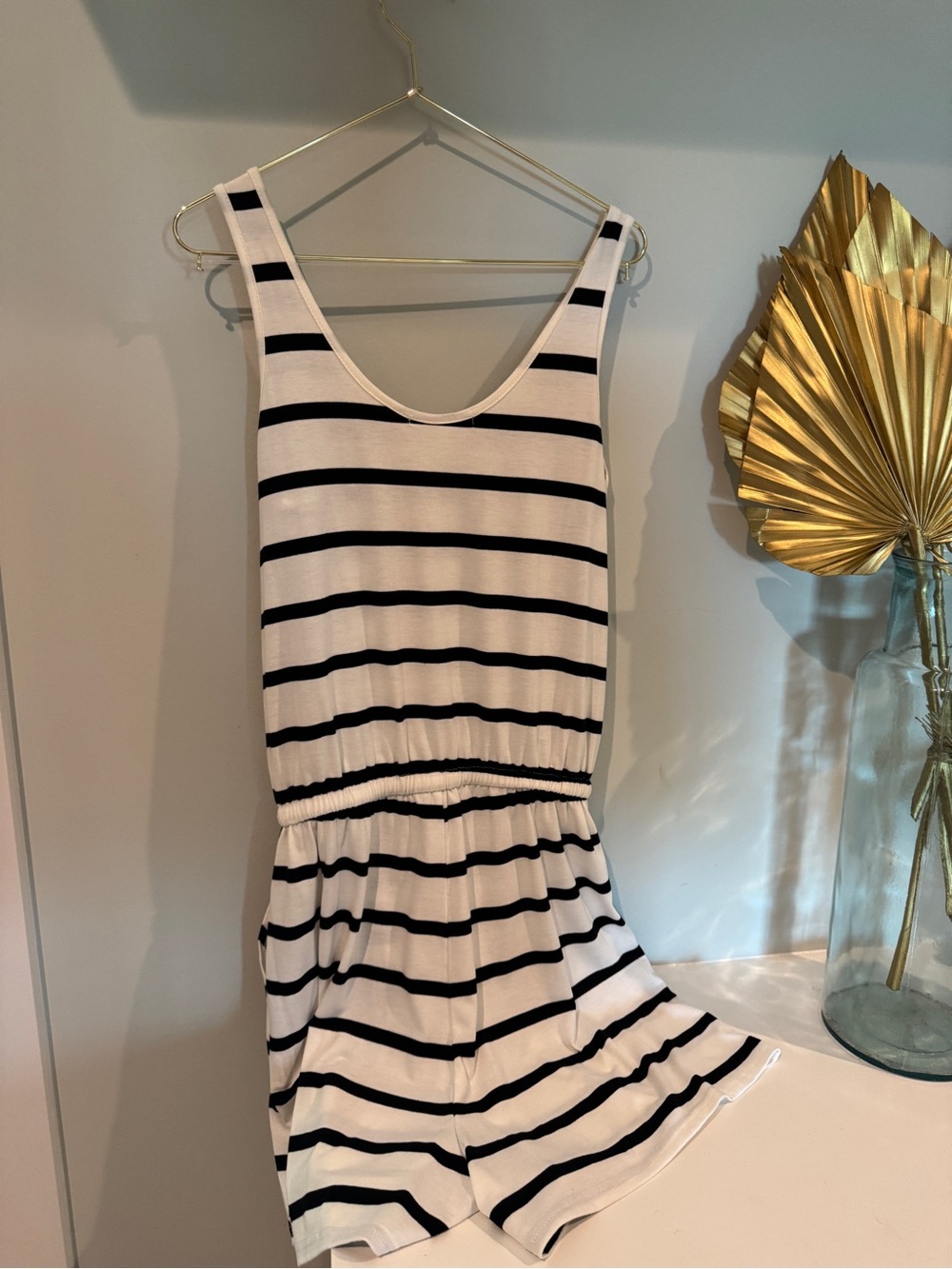 White and Black Striped Kids Romper - Classic Sleeveless Bottoms